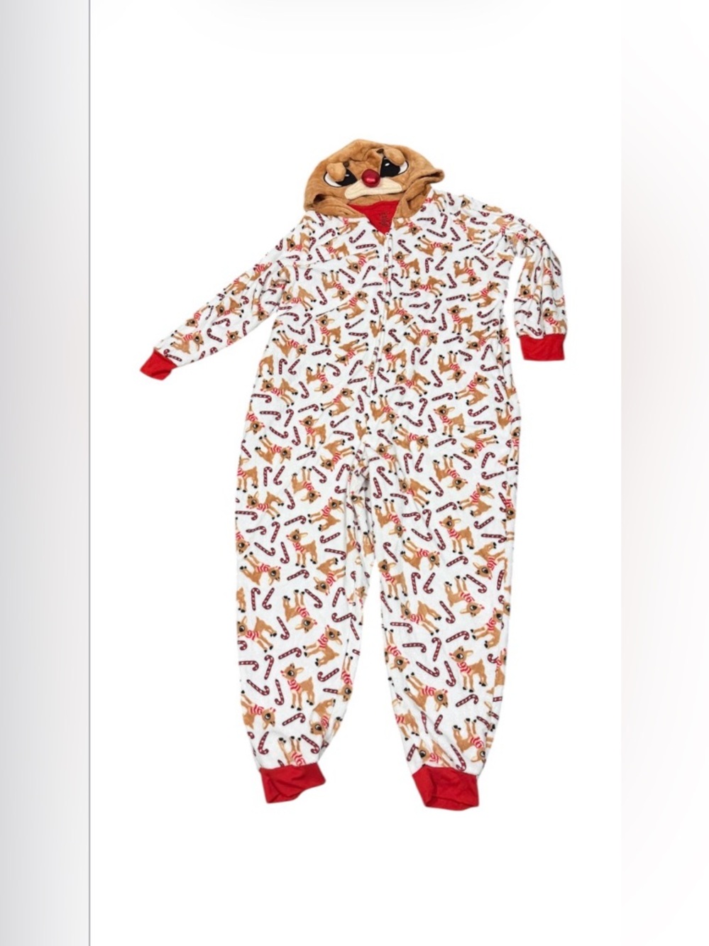 Holiday Reindeer Christmas PJ Onesie with Hood